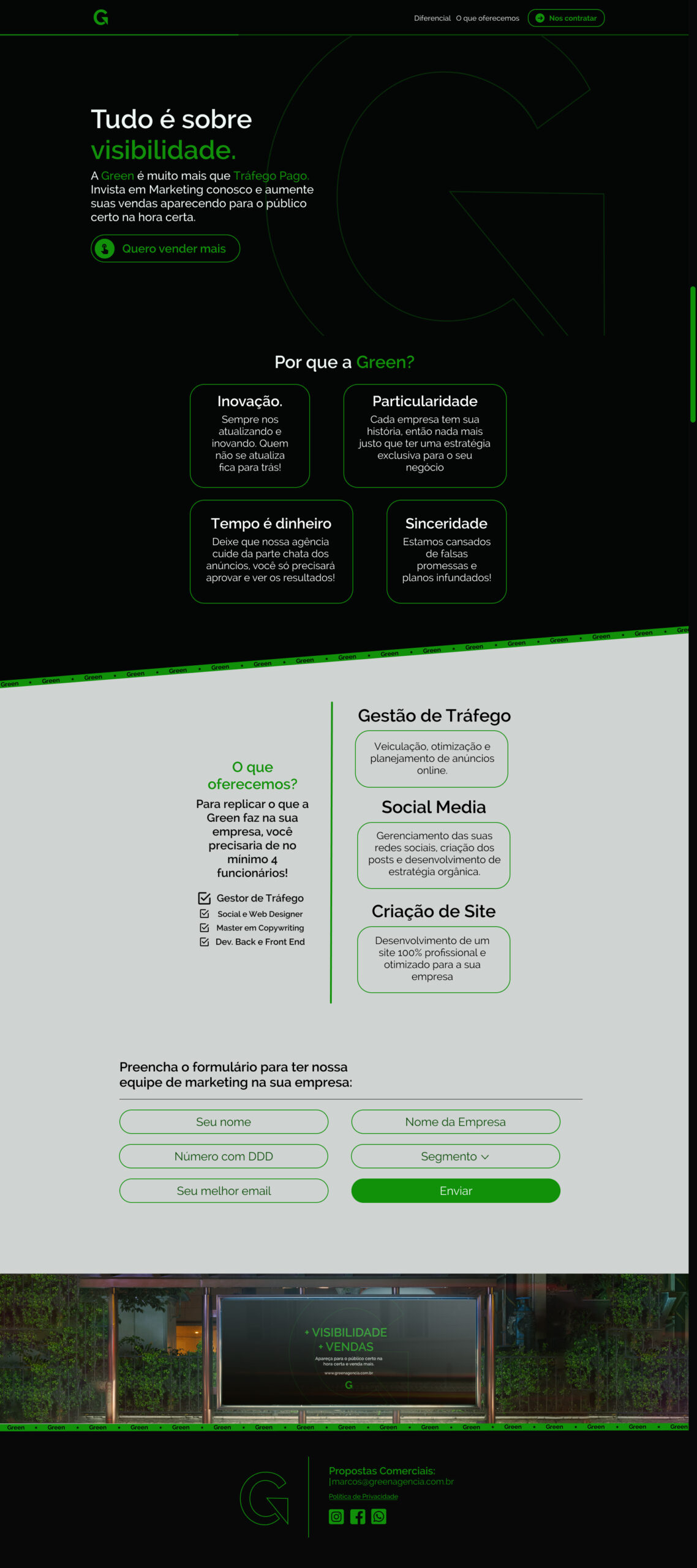 Captura de tela da Criação de Site da Green